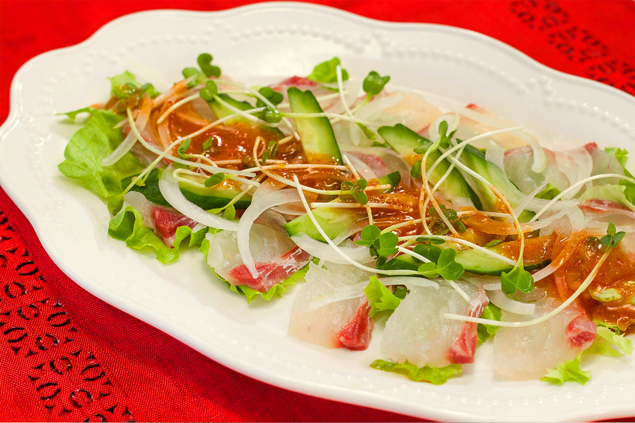 鯛のカルパッチョ マルヱ醤油 鯛のカルパッチョ マルヱ醤油